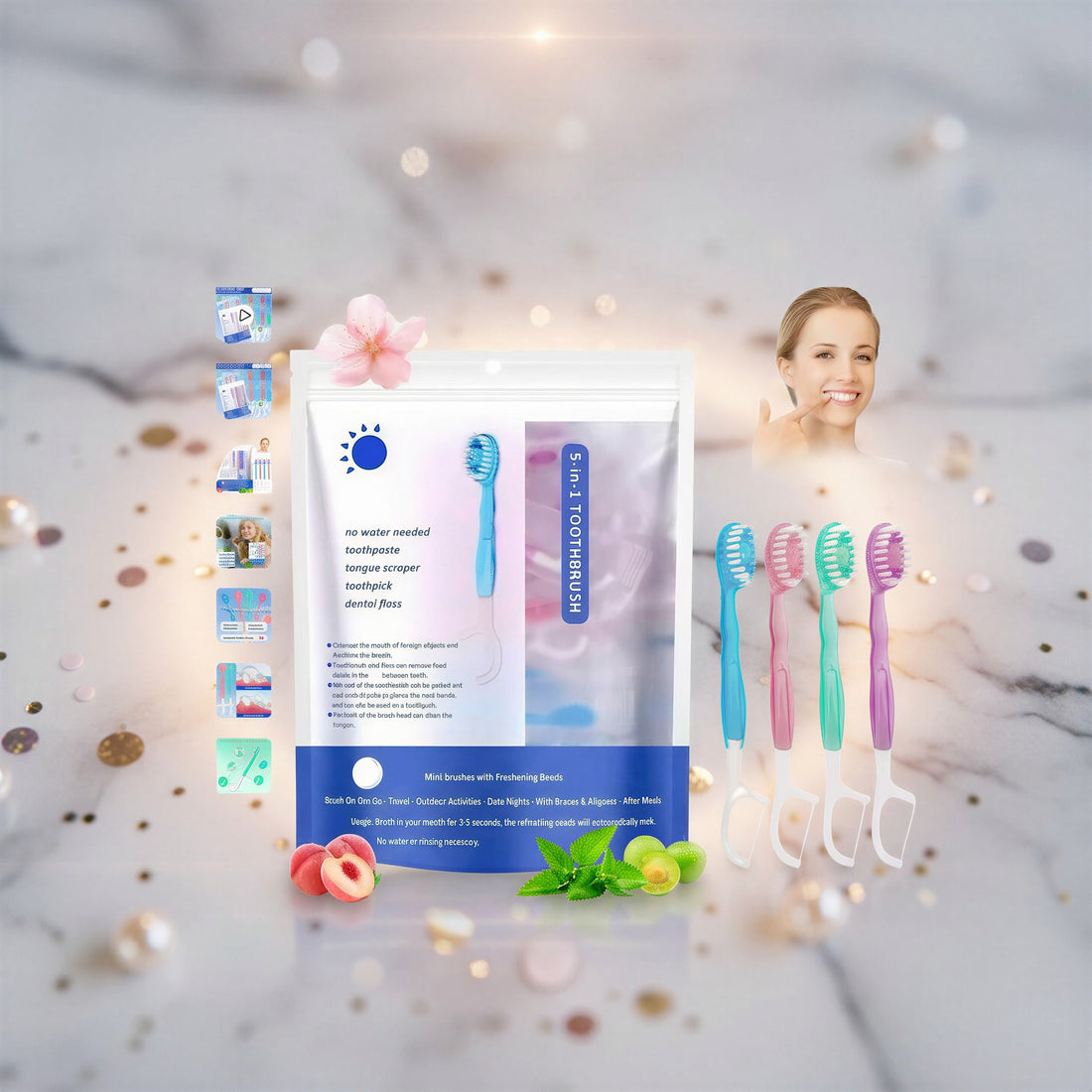 Cepillo de viaje Scrubsdental Go con pasta incorporada, 5 en 1