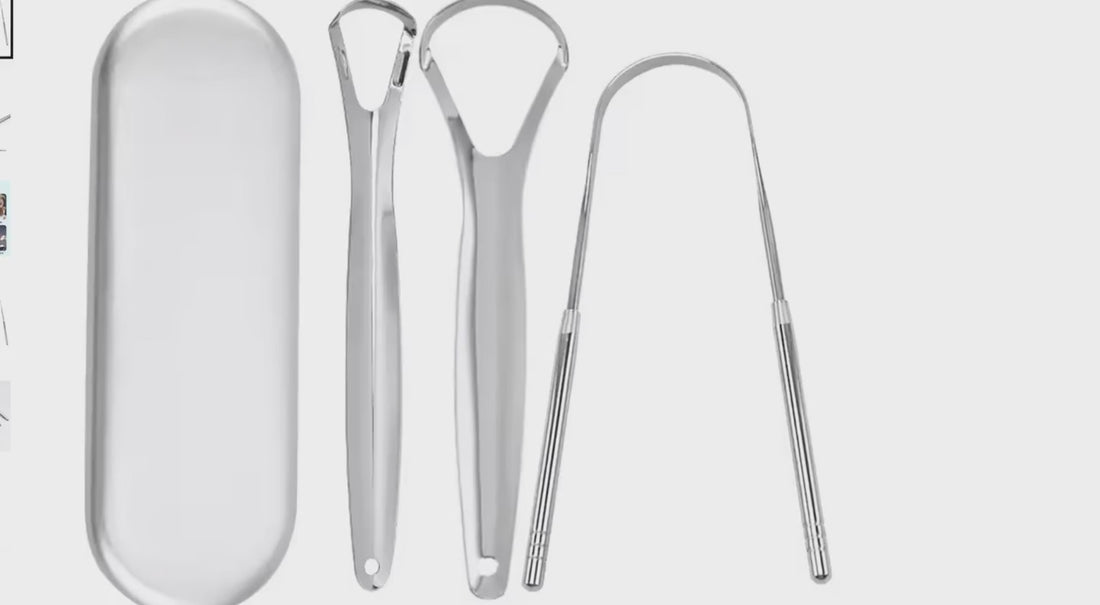 Raspador lingual Scrubsdental Fresh de acero inoxidable con su estuche
